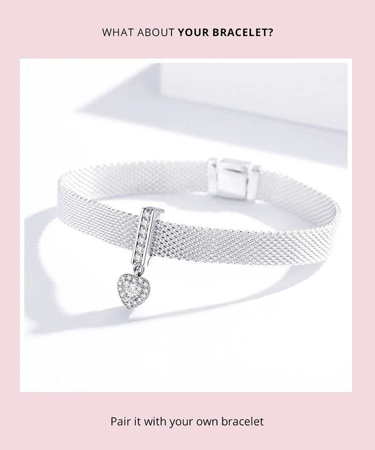 925 Sterling Silver Reflexions Charm - Authentic Bamoer Bracelet Bead Compatible with Pandora, Perfect Gift for Her