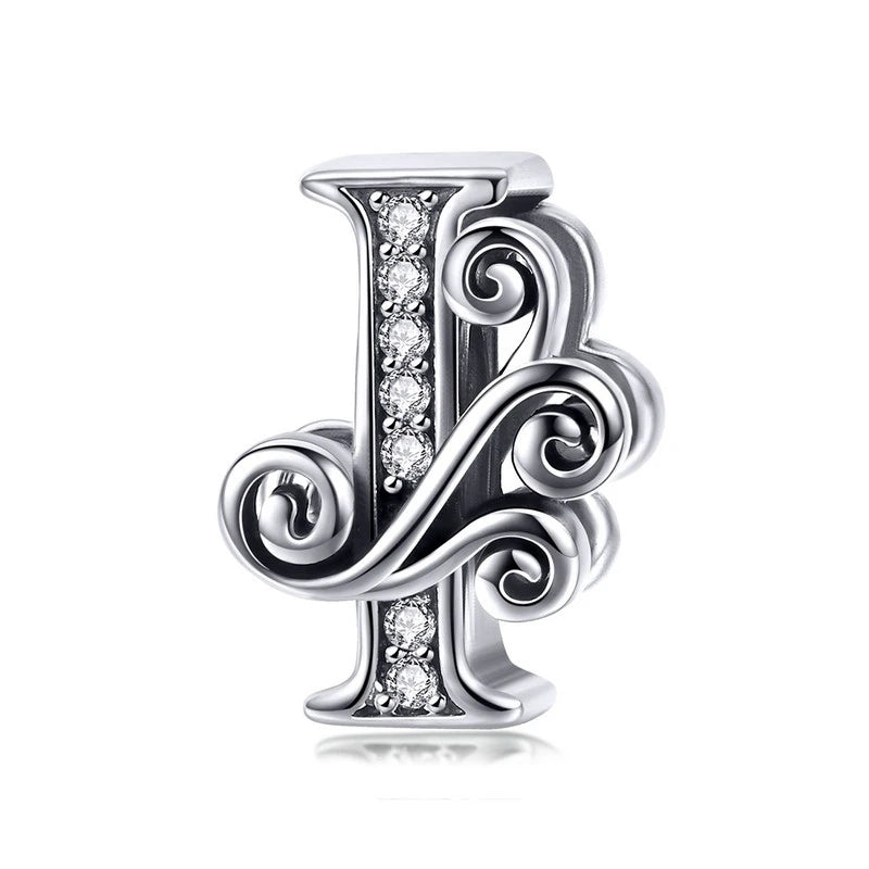 Personalized 925 Sterling Silver Alphabet Charm | Pandora Compatible Letter Bead for DIY Jewelry Making