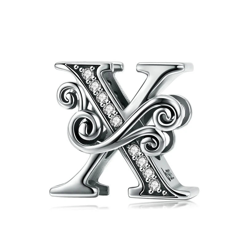 Personalized 925 Sterling Silver Alphabet Charm | Pandora Compatible Letter Bead for DIY Jewelry Making