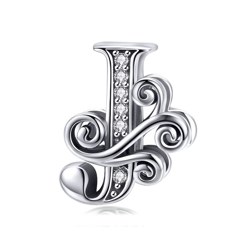 Personalized 925 Sterling Silver Alphabet Charm | Pandora Compatible Letter Bead for DIY Jewelry Making