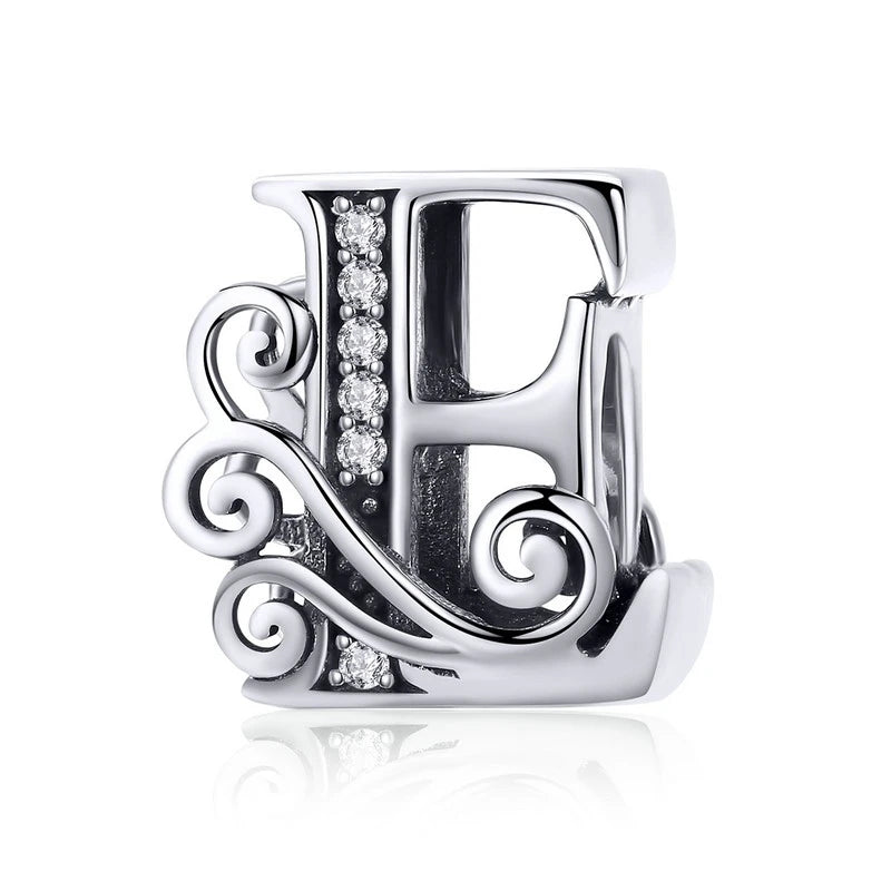 Personalized 925 Sterling Silver Alphabet Charm | Pandora Compatible Letter Bead for DIY Jewelry Making