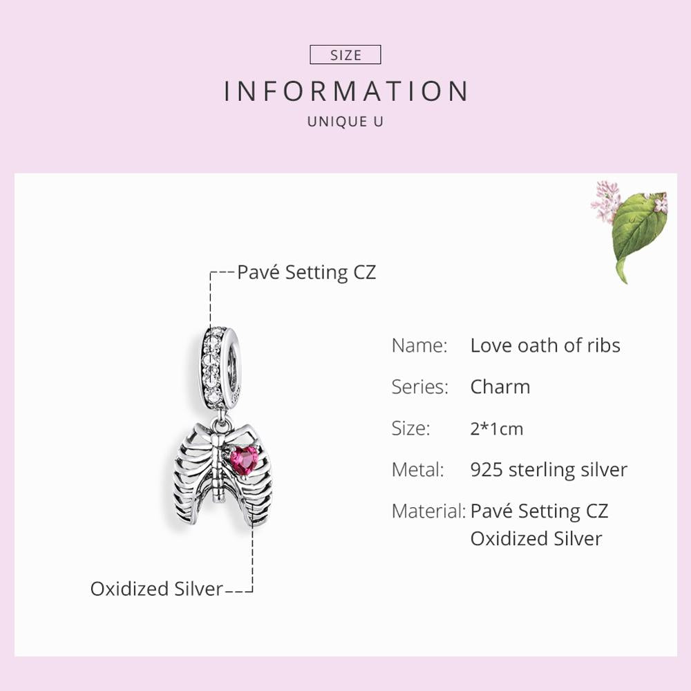 Neo-Gothic 925 Sterling Silver Charm with Zircon – Pandora Compatible Bead for Bracelets