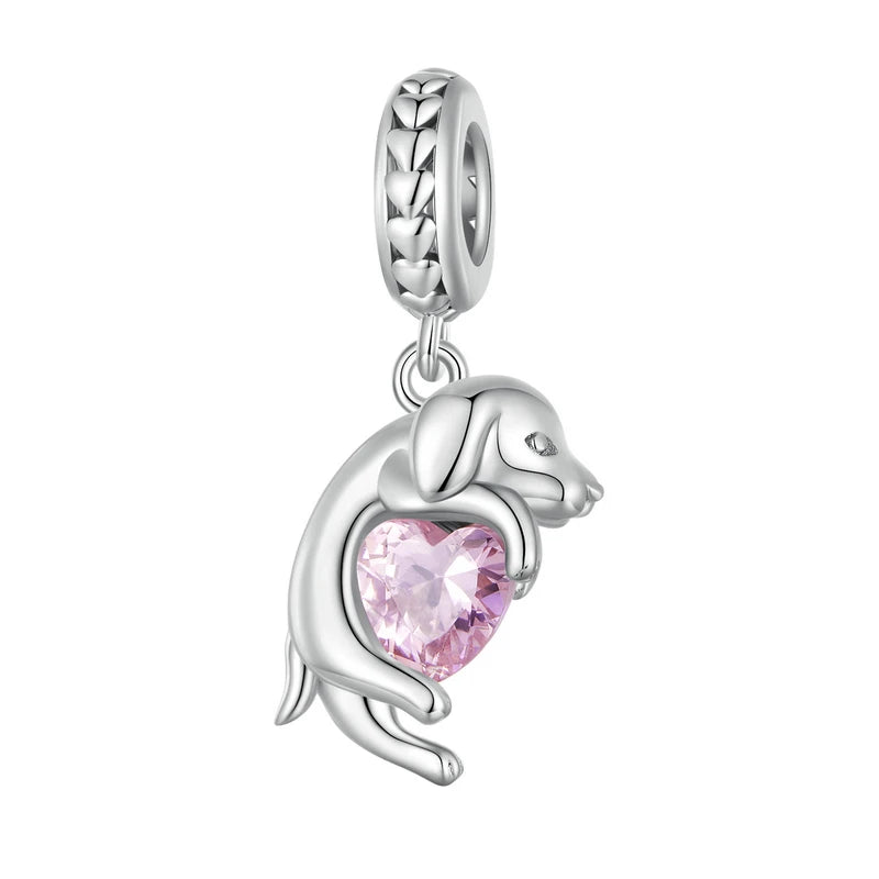 Genuine 925 Sterling Silver Dog Charm Bead - Compatible with Pandora & European Bracelets