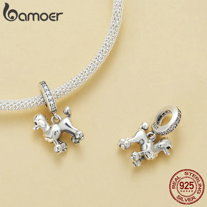 Genuine 925 Sterling Silver Dog Charm Bead - Compatible with Pandora & European Bracelets