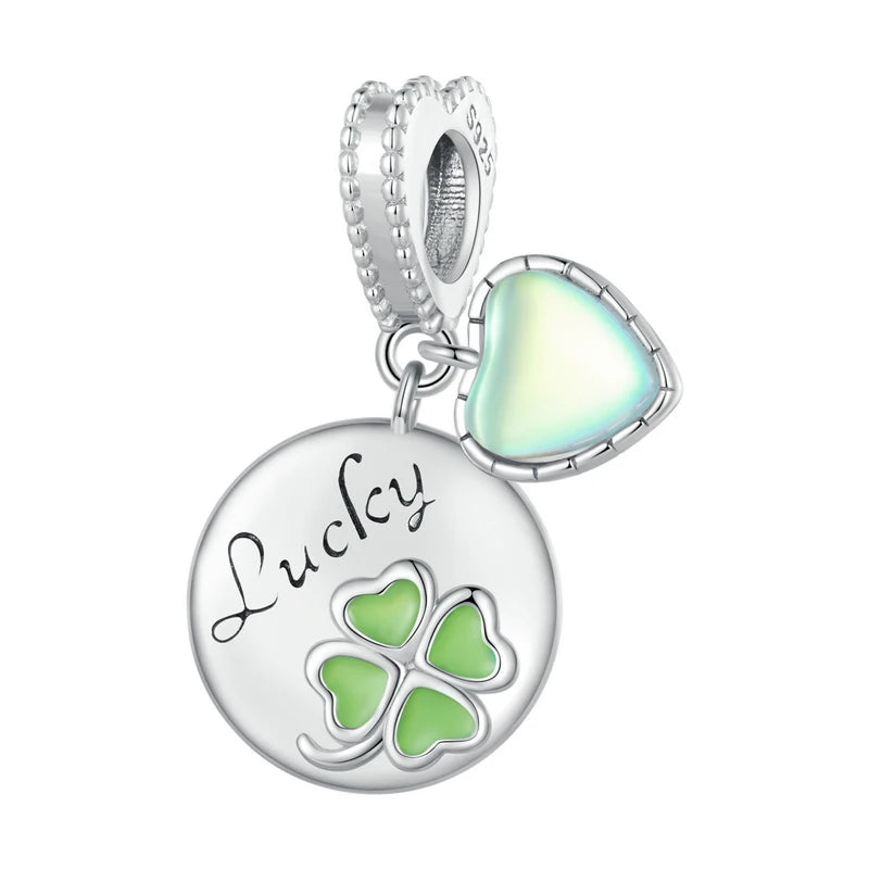 925 Sterling Silver Four-Leaf Clover Charm - Compatible with Pandora Bracelets