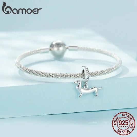 Genuine 925 Sterling Silver Dog Charm Bead - Compatible with Pandora & European Bracelets