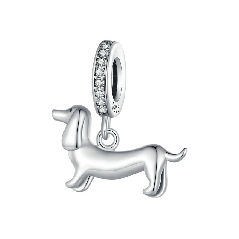 Genuine 925 Sterling Silver Dog Charm Bead - Compatible with Pandora & European Bracelets