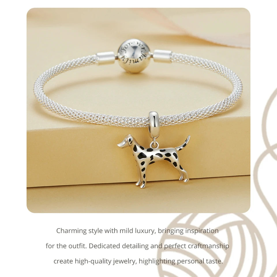 Genuine 925 Sterling Silver Dog Charm Bead - Compatible with Pandora & European Bracelets