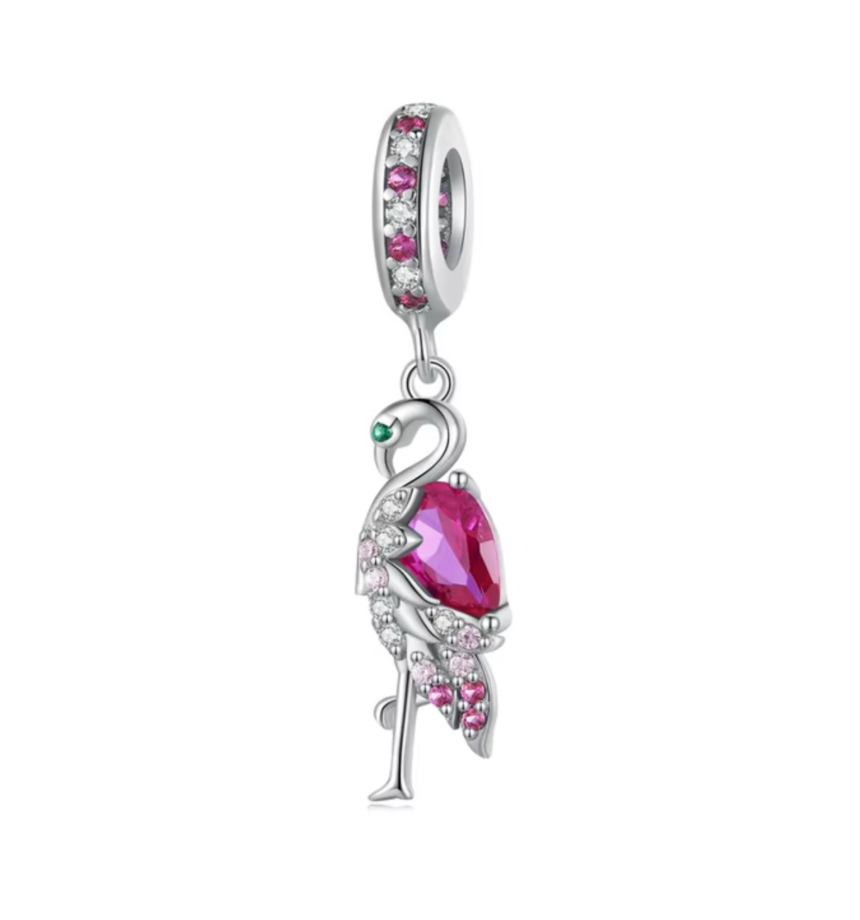 925 Sterling Silver Toucan Monkey Charm - Fits Pandora & European Bracelets - Enamel & CZ Beads