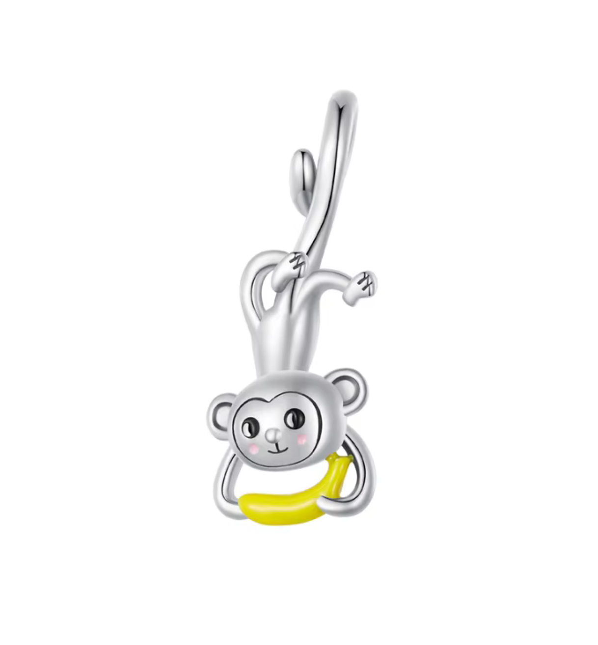 925 Sterling Silver Toucan Monkey Charm - Fits Pandora & European Bracelets - Enamel & CZ Beads