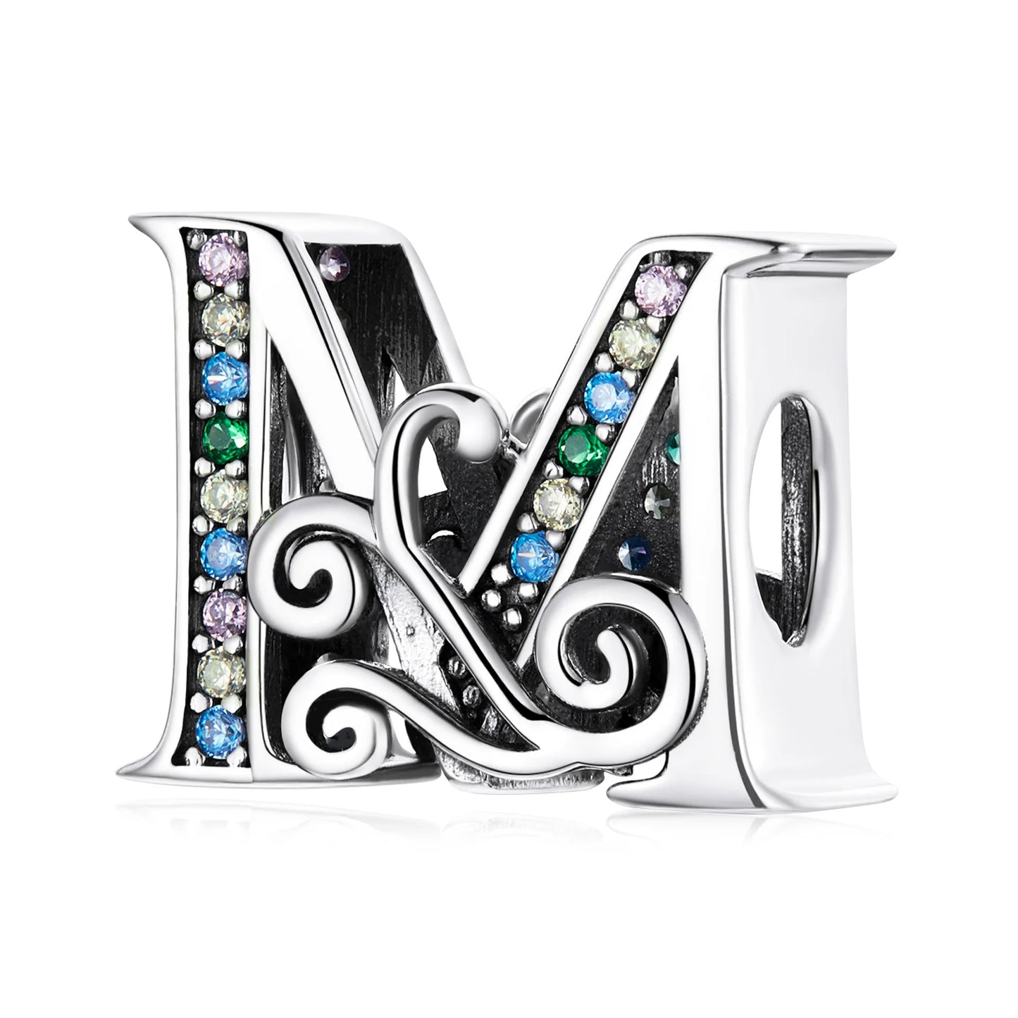 Personalized 925 Sterling Silver Alphabet Charm | Pandora Compatible Letter Bead for DIY Jewelry Making