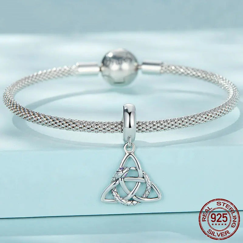 Sterling Silver Celtic Knot Snake Charm – Compatible with Pandora Bracelets