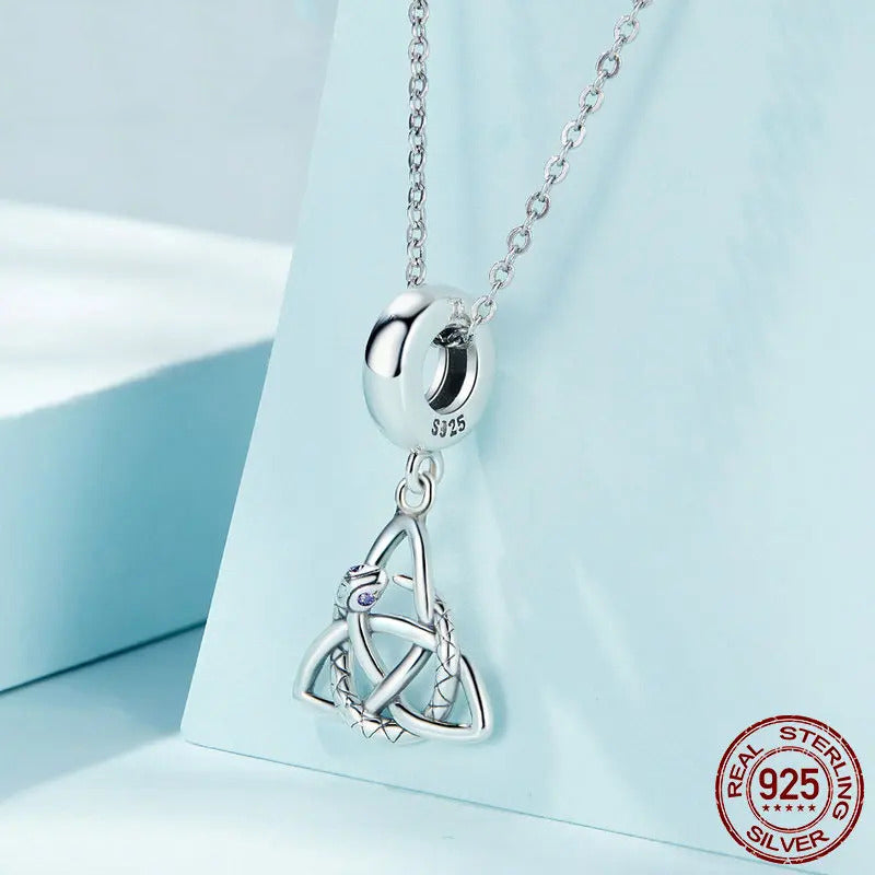 Sterling Silver Celtic Knot Snake Charm – Compatible with Pandora Bracelets