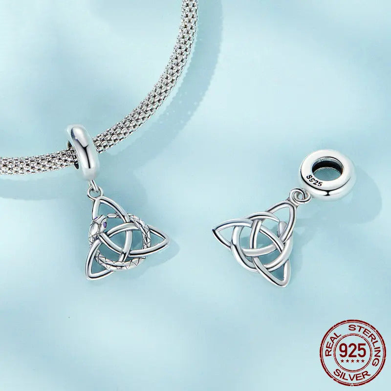 Sterling Silver Celtic Knot Snake Charm – Compatible with Pandora Bracelets